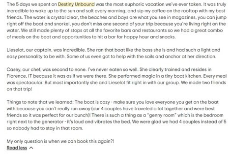 Review img # 26 of the yacht Destiny Unbound