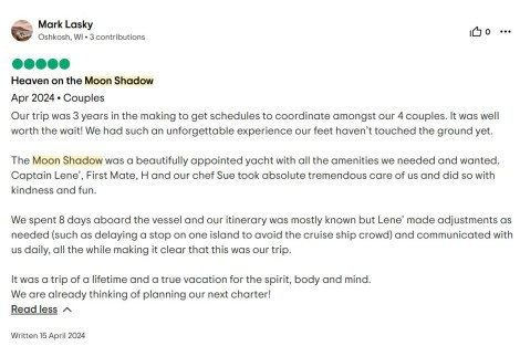 Review img # 45 of the yacht Moon Shadow